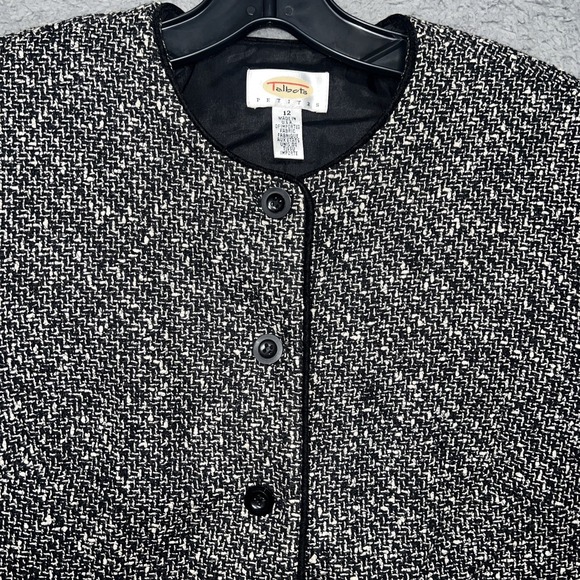 VTG Talbots 2pc Dress Blazer Set Sz 12 Houndstooth Tweed Wool Blend Academia USA - Picture 5 of 16